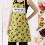 Olive Branch, Restaurant Chef Cook's Custom Name Apron<br><div class="desc">Fun apron featuring a pattern of hand drawn olive branches and two lines of custom text. Add a person's name, your mom's or grandma's name, a restaurant name, cafe or shop name or delete the text and rectangle and just use the pattern. Perfect for Greek and Italian restaurants, budding chefs,...</div>