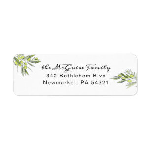 Olive Branch Return Address Label