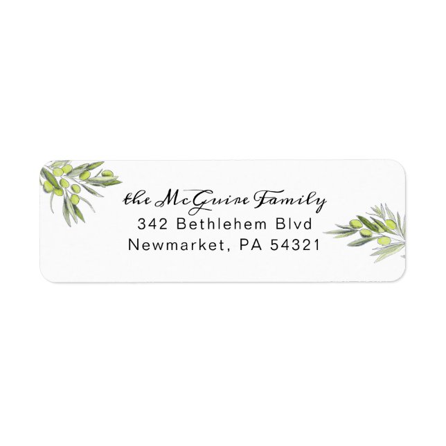 Olive Branch Return Address Label (Front)