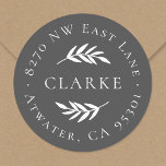 Olive Branch Round Return Address Label<br><div class="desc">Custom return address stickers personalized with your family monogram and address. Use the design tools to change the background colour and fonts to further customize your own unique design.</div>