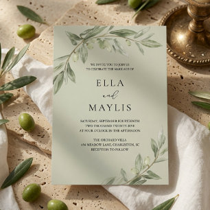 Olive Branch Sage Green Botanical Invitation