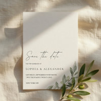 Olive Branch Save the Date Card | Elegant Greenery