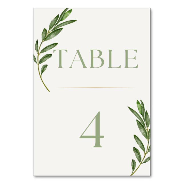 Olive Branch Table Card Number (Front)