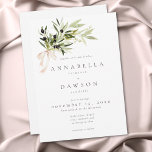 Olive Branch Watercolor Elegant Minimalist Wedding Invitation<br><div class="desc">Announce your marriage with this beautiful Olive Branch Watercolor Elegant Minimalist Wedding invitation, featuring olive greenery, dark fruit, and a soft blush ribbon. This minimalist design is perfect for rustic or Mediterranean inspired celebrations, offering elegant style and a timeless look. Fully customizable and a lovely keepsake. Created by Simply Farmhouse...</div>