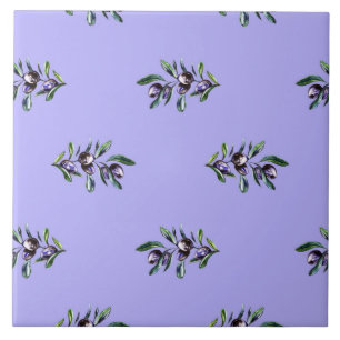 Olive Branch Watercolor Pattern Tile