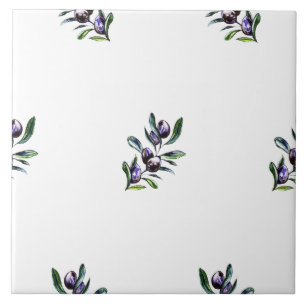 Olive Branch Watercolor Pattern  Tile