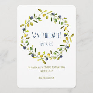 Olive Branch watercolor save the date card