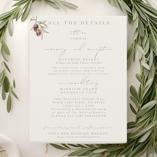 Olive Branch Wedding Details Enclosure Cards (Creator Uploaded)