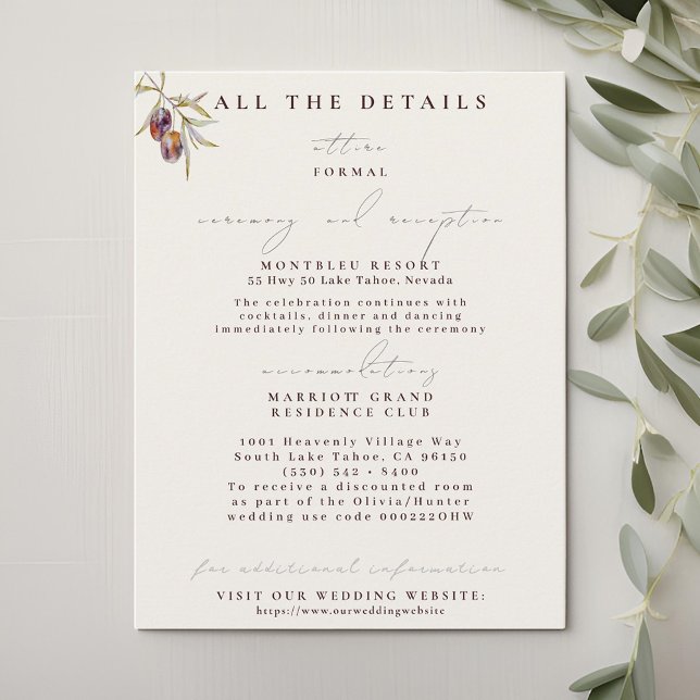 Olive Branch Wedding Details Enclosure Cards (Creator Uploaded)
