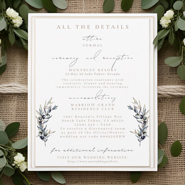 Olive Branch Wedding Details Enclosure Cards (Creator Uploaded)