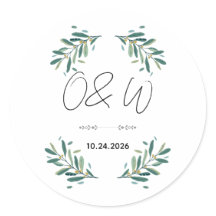 Olive Branch Wedding Invitation elegant sage green