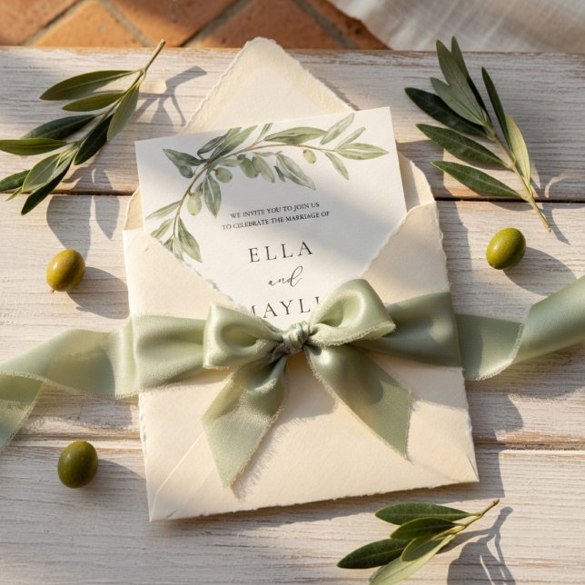 Olive Branch Wedding Invitation | Mediterranean  (Créateur téléchargé)