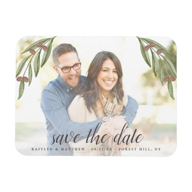 Olive Branch Wedding Photo Save The Date Magnet (Horizontal)