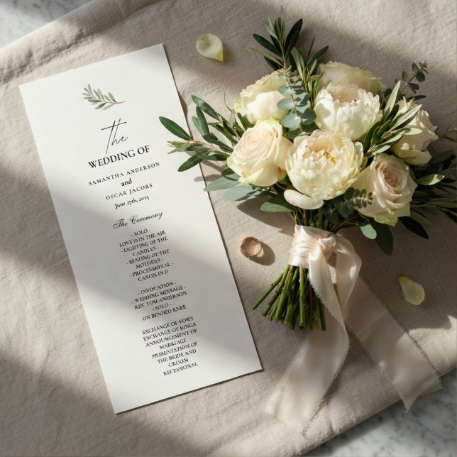 Olive Branch Wedding Program | Minimal  (Creator Uploaded)