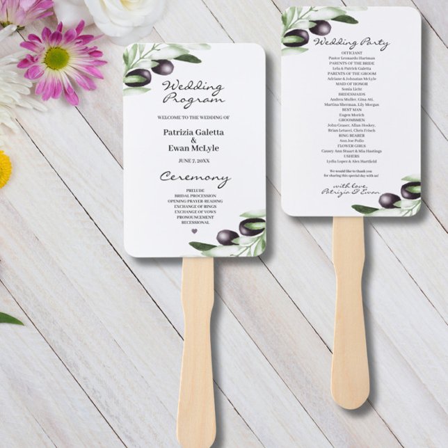 Olive Branch Wedding program Set of Fans (Creator Uploaded)