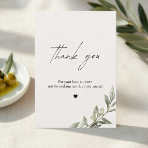 Olive Branch Wedding Thank You Card   Elegant 
