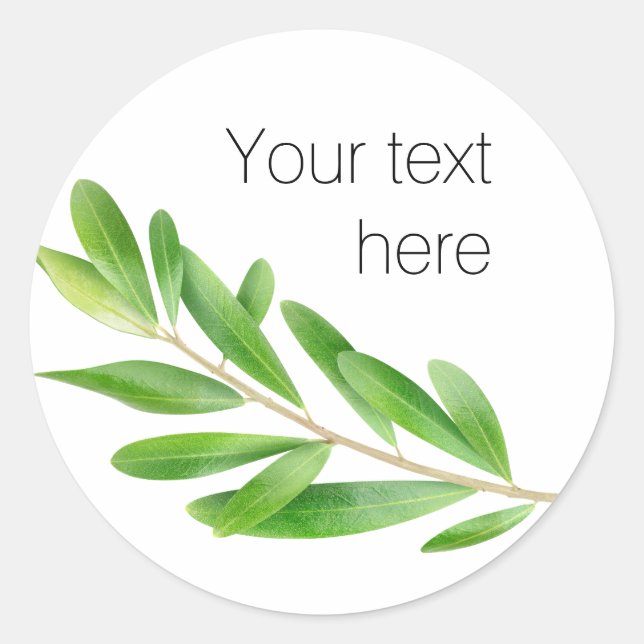 Olive branch with leaves classic round sticker (Front)