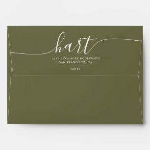 Olive Branch with White Script Return Address Envelope