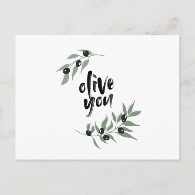 Olive branch wreath postcard - 'olive you' (Front)