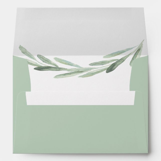 Olive Branch Wreath Pre-Printed Return Address 5x7 Envelope (Back (Bottom))