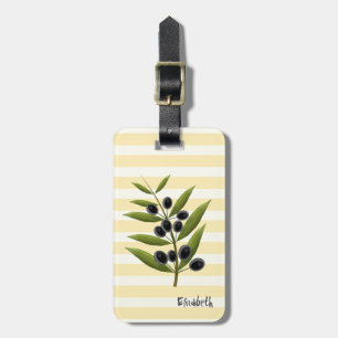 Olive Branch , Yellow Stripes Luggage Tag