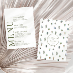 Olive branches Greenery leaves wedding menu cards