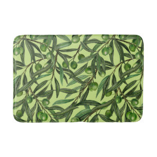Olive branches on honeydew green bath mat