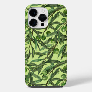 Olive branches on honeydew green iPhone 14 pro max case