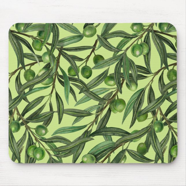 Olive branches on honeydew green mouse pad (Front)