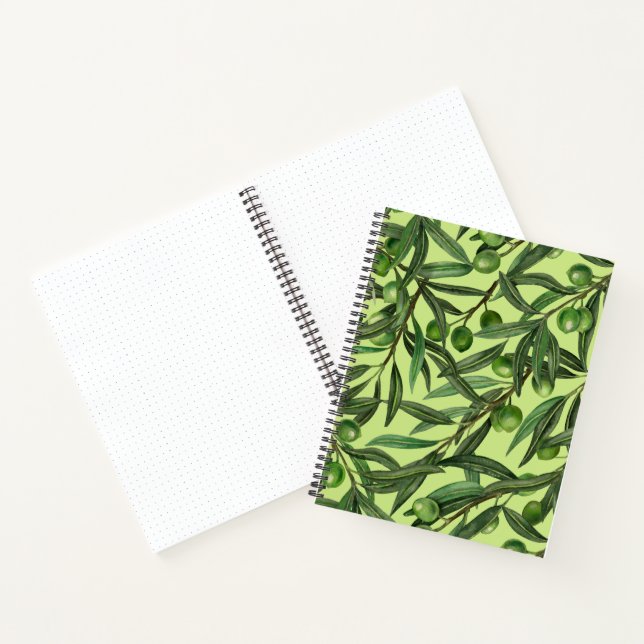 Olive branches on honeydew green notebook (Inside)