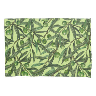 Olive branches on honeydew green pillowcase