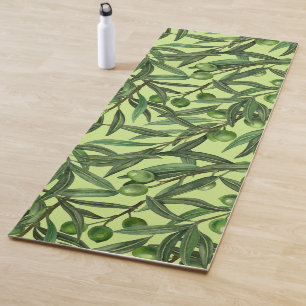 Olive branches on honeydew green yoga mat