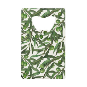 Olive branches on off white credit card bottle opener