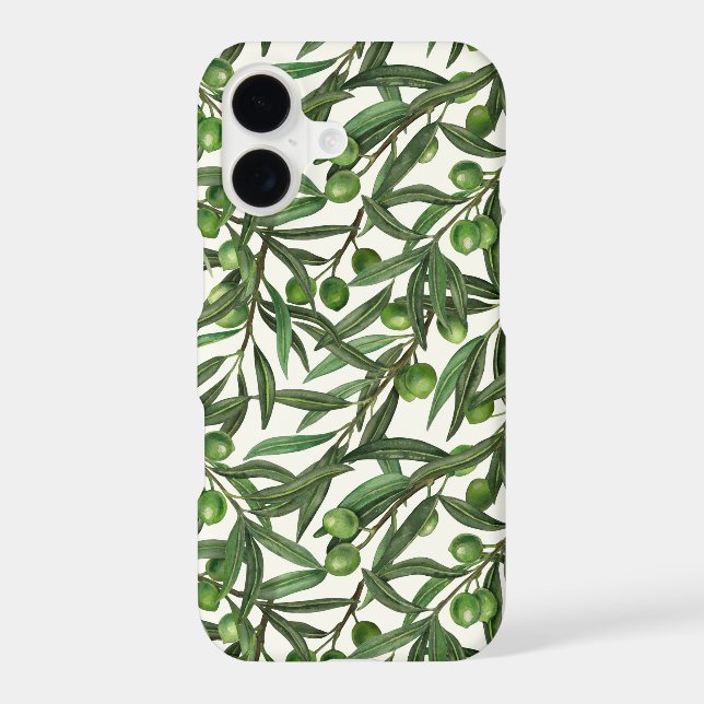 Olive branches on off white iPhone case (Back)