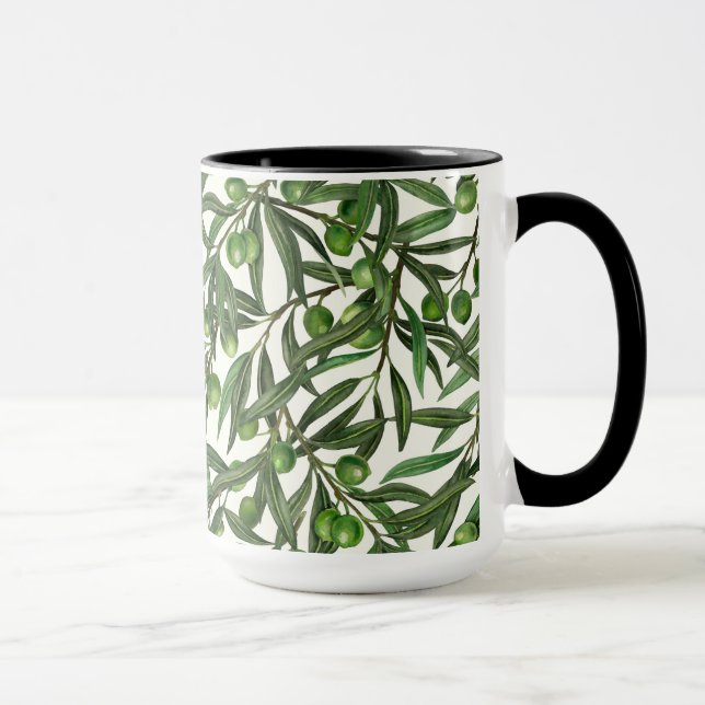 Olive branches on off white mug (Right)