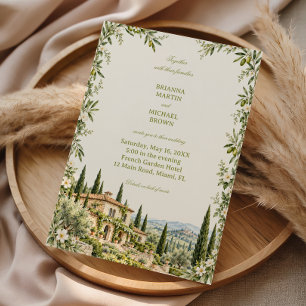 Olive Branches Overlooking Italian Hills Invitation