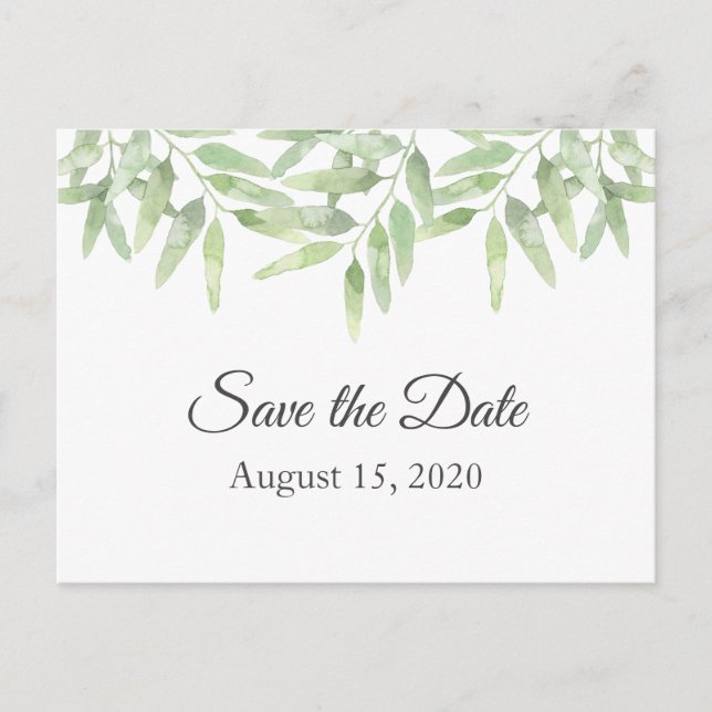 Olive Branches. Summer wedding Save the Date Postcard (Front)