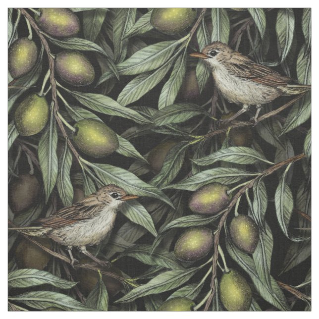Olive Branches & Warblers Fabric (Swatch)