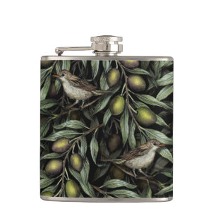 Olive Branches & Warblers Hip Flask