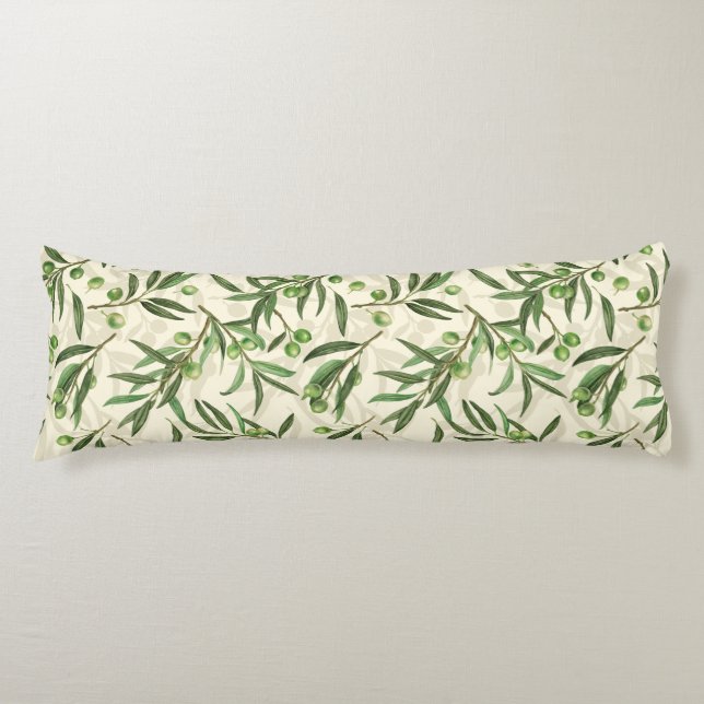 Olive branches watercolor body pillow (Front)