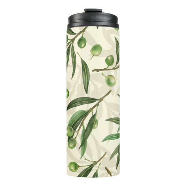 Olive branches watercolor thermal tumbler (Front)