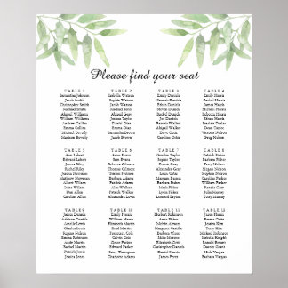 Olive Branches. Wedding Seating Chart Poster