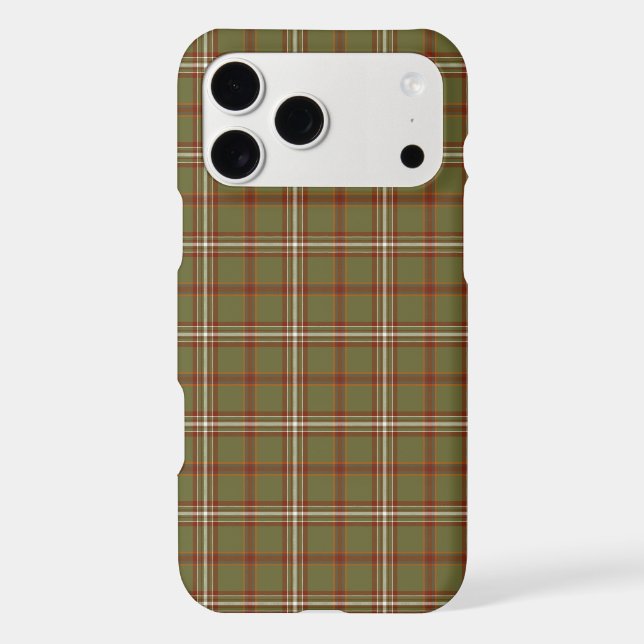 Olive Burgundy White Plaid Classic iPhone Case (Verso)