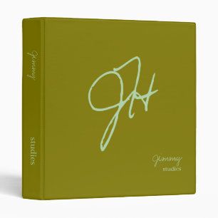 Olive Colour Monogram Studies Binder