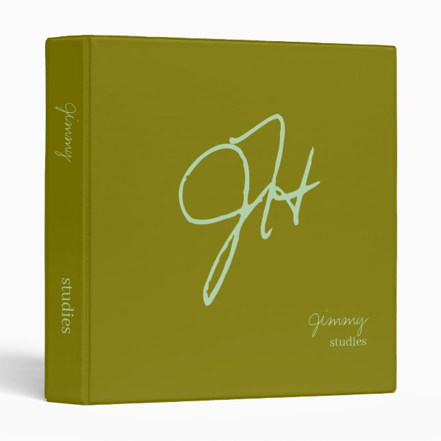 Olive Colour Monogram Studies Binder (Front/Spine)