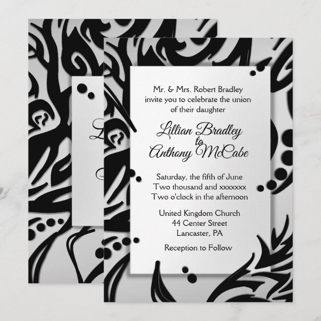 Olive de Faire-part de mariage d'argent tribal Abs (Devant / Derrière)