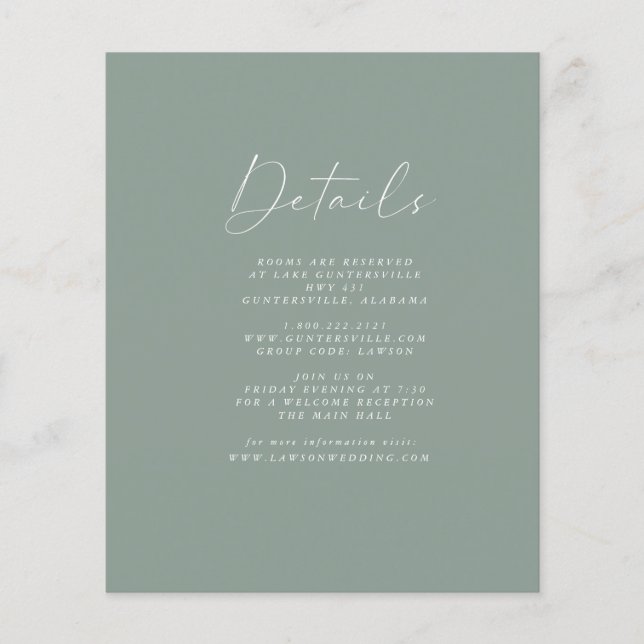 Olive Details Card | Budget (Front)