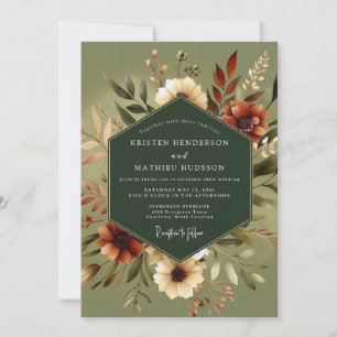 Olive Earthy Autumnal Wedding Invitation