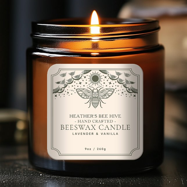 Olive Editable Witchy Tarot Honeybee Candle Label (Creator Uploaded)