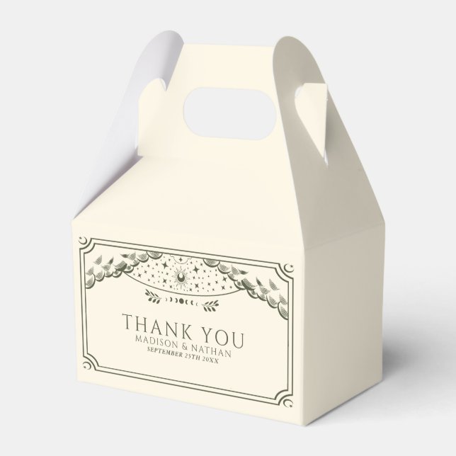 Olive Elegant Gothic Tarot Card Wedding Favor Box (Front Side)